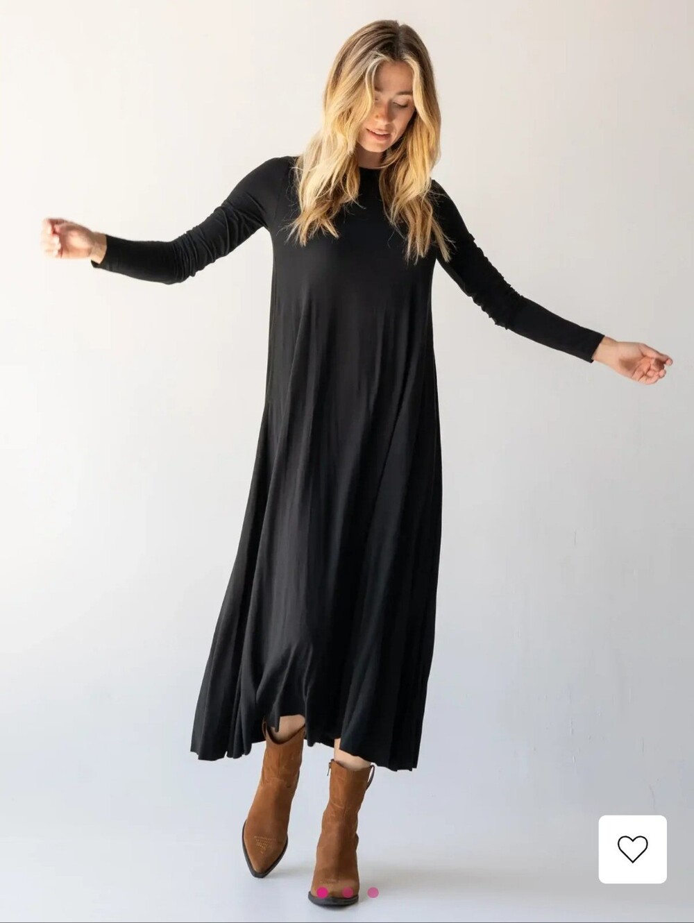 NATURAL LIFE Long Sleeve Buttersoft Black Maxi Dress